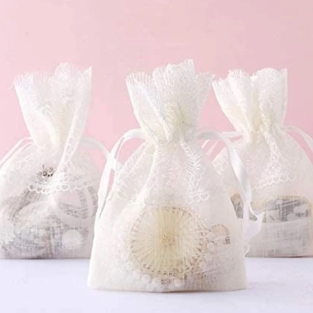 Sheer Lace Mini Drawstring Party Favor Gift Bags